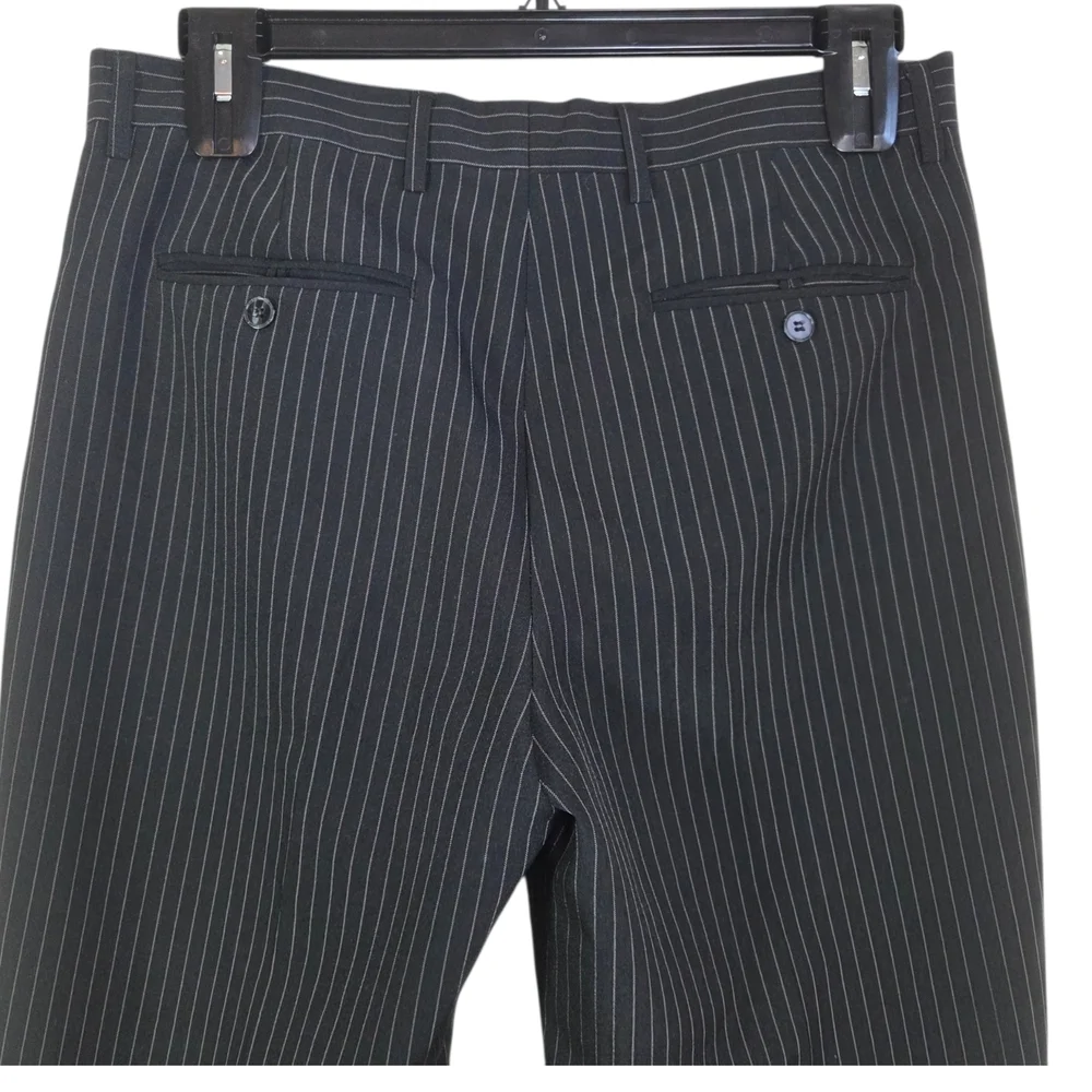 Le Chateau Black Pinstripe Wide Leg Pants Size 33 - Picture 3 of 6